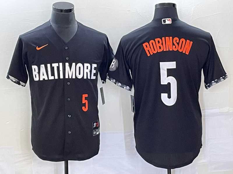 Men%27s Baltimore Orioles #5 Brooks Robinson Number Black 2023 City Connect Cool Base Stitched Jersey